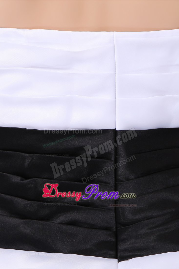 White Bowknot and Black Sash Column Prom Homecoming Dress