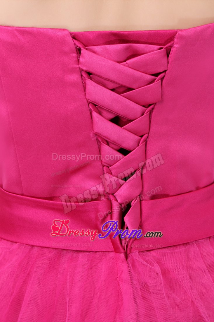 Hot Pink Princess Beading Sweetheart Short Prom / Homecoming Dress