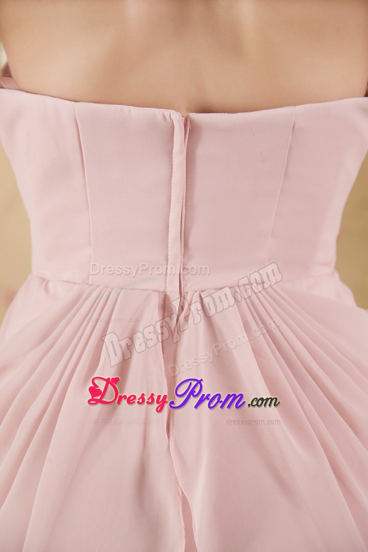 Baby Pink Column Sweetheart Senior Prom Dress with Mini-length