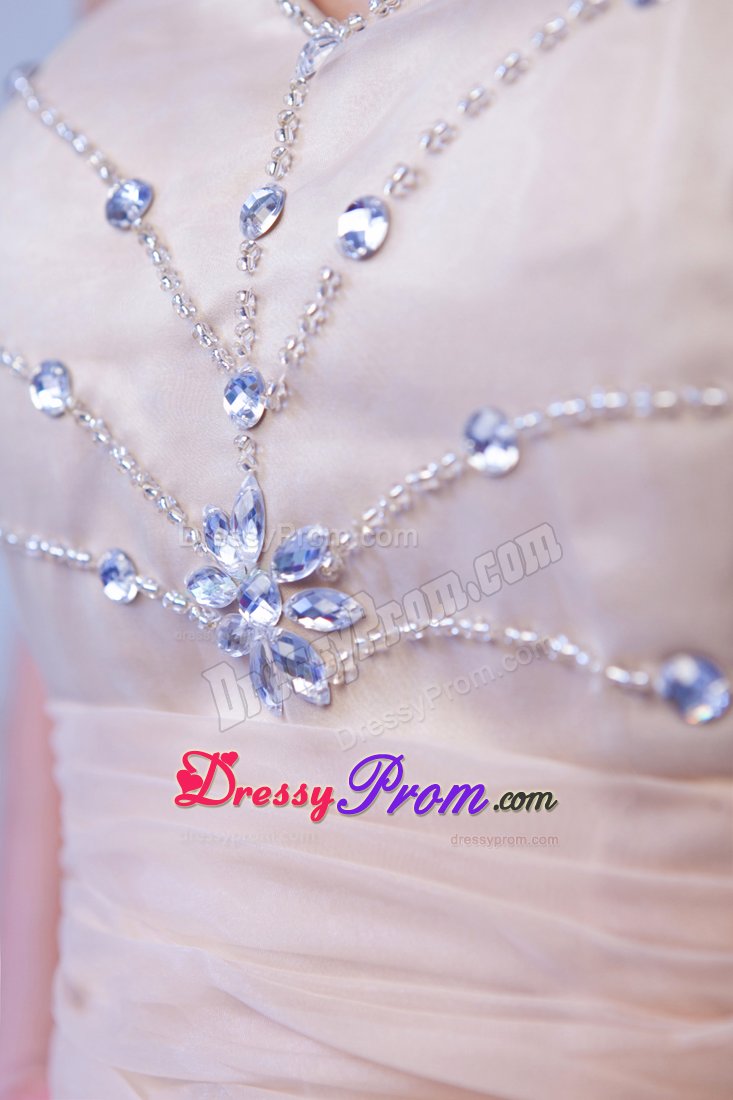 Champagne Sweetheart Beading Prom Dress in Satin and Organza