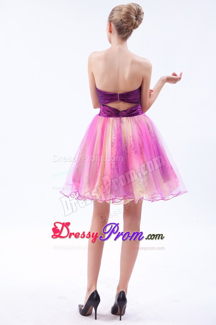 Multi-color A-line Sweetheart Mini-length Beading Prom Cocktail Dress