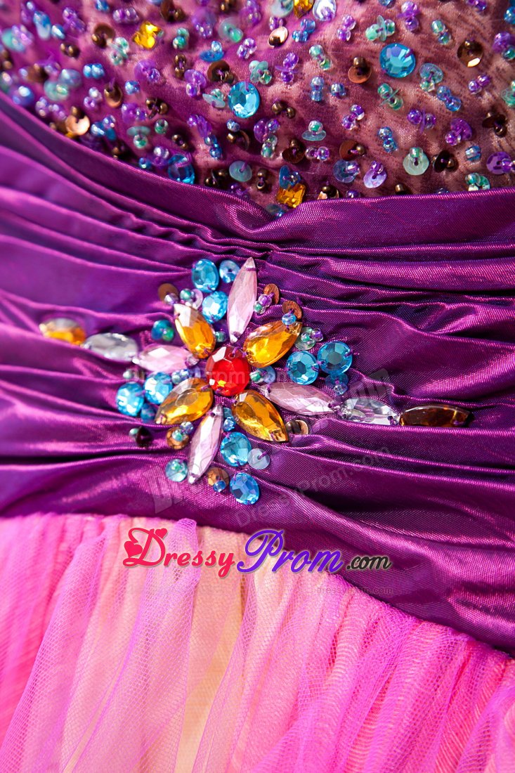 Multi-color A-line Sweetheart Mini-length Beading Prom Cocktail Dress