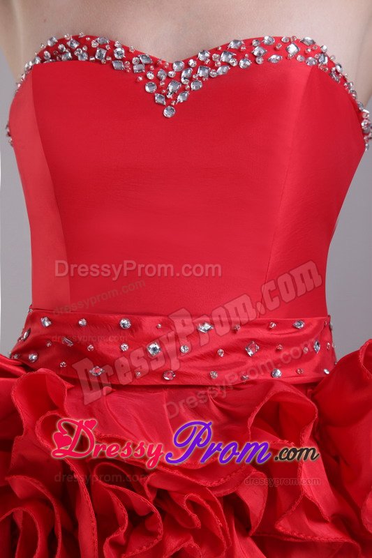 2014 Sweetheart Flowers Beaded Red Mini Prom Graduation Dress