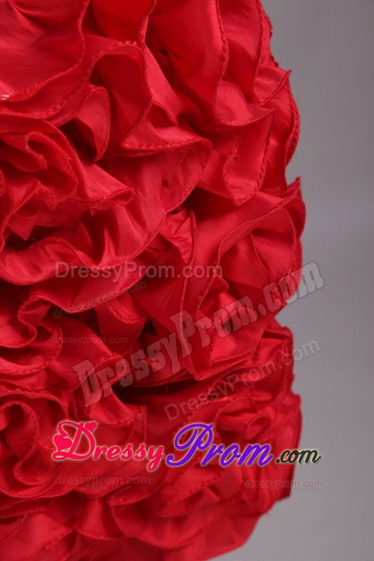 2014 Sweetheart Flowers Beaded Red Mini Prom Graduation Dress
