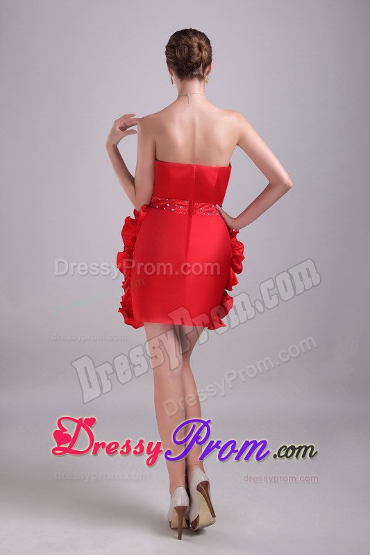 2014 Sweetheart Flowers Beaded Red Mini Prom Graduation Dress