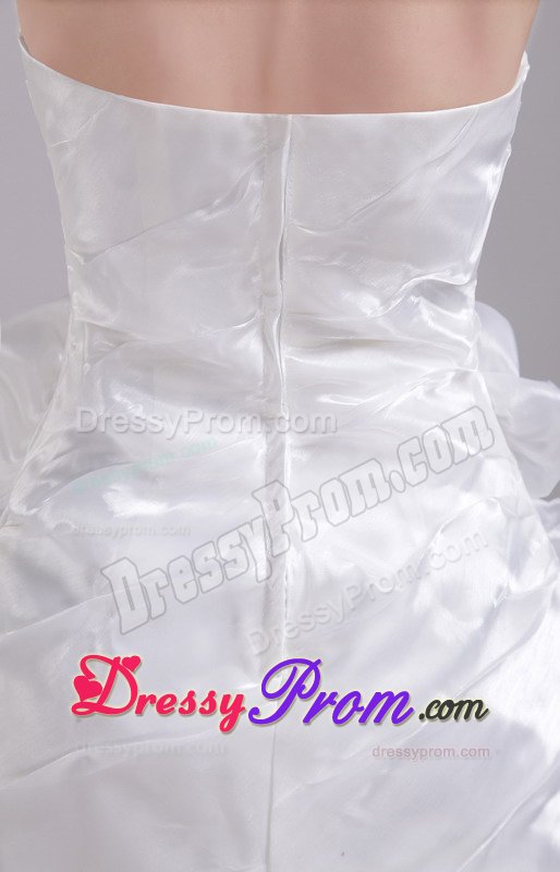 Excellent Handmade Flowers White Sweetheart Mini Prom Dresses