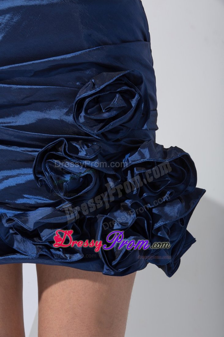 Beaded Sweetheart Mini Prom Dress with Ruching and Handle Flowers