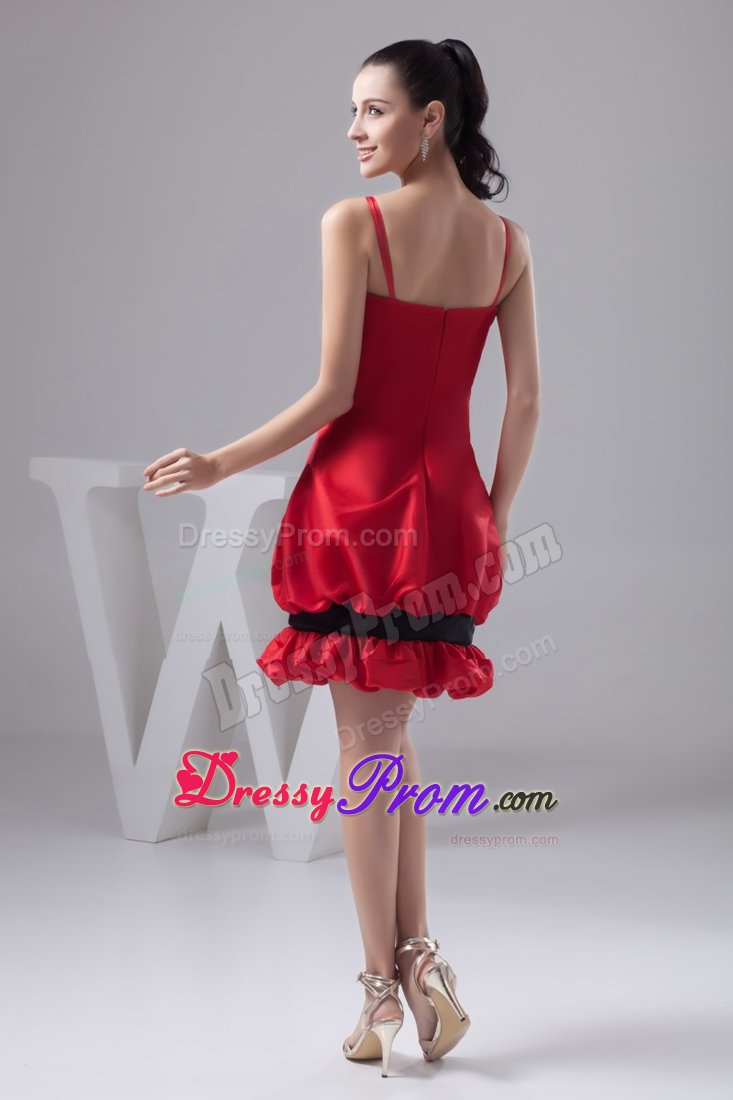 Pick-ups and Bowknot Accent Red Mini-length Prom Cocktail Dress