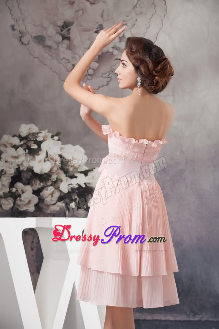 Flounced and Pleated Prom Evening Dress with handle Flower in OH