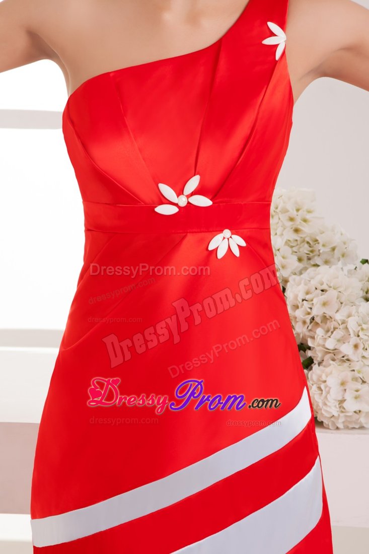 Asymmetrical One Shoulder Red Prom Pageant Dress with Beading