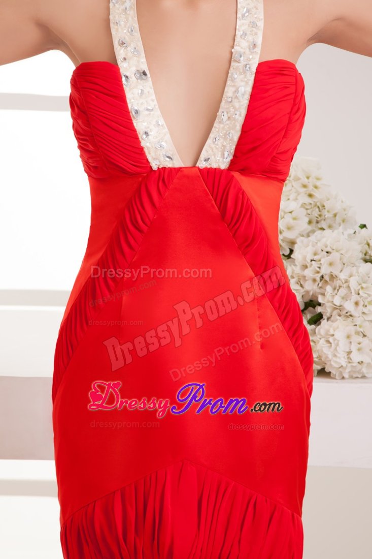 Red Short Prom Gowns for Girls with Straps Twisted in Cool Back