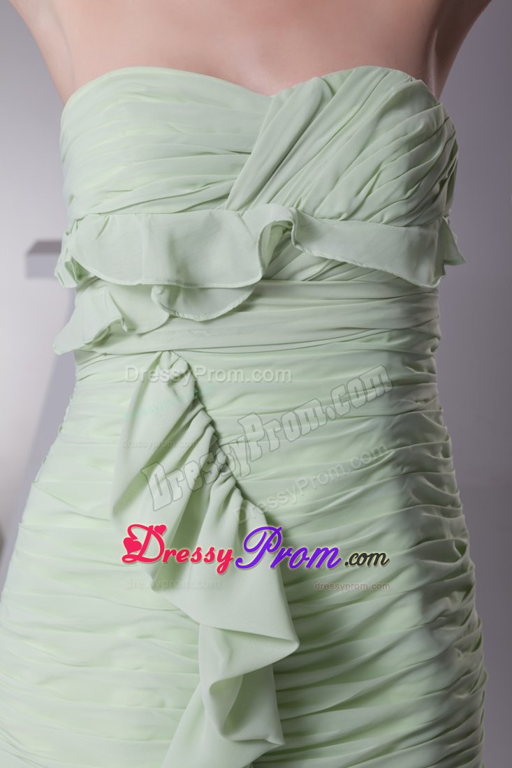 Chiffon Ruffled Ruched Prom Dresses in Light Green under 150