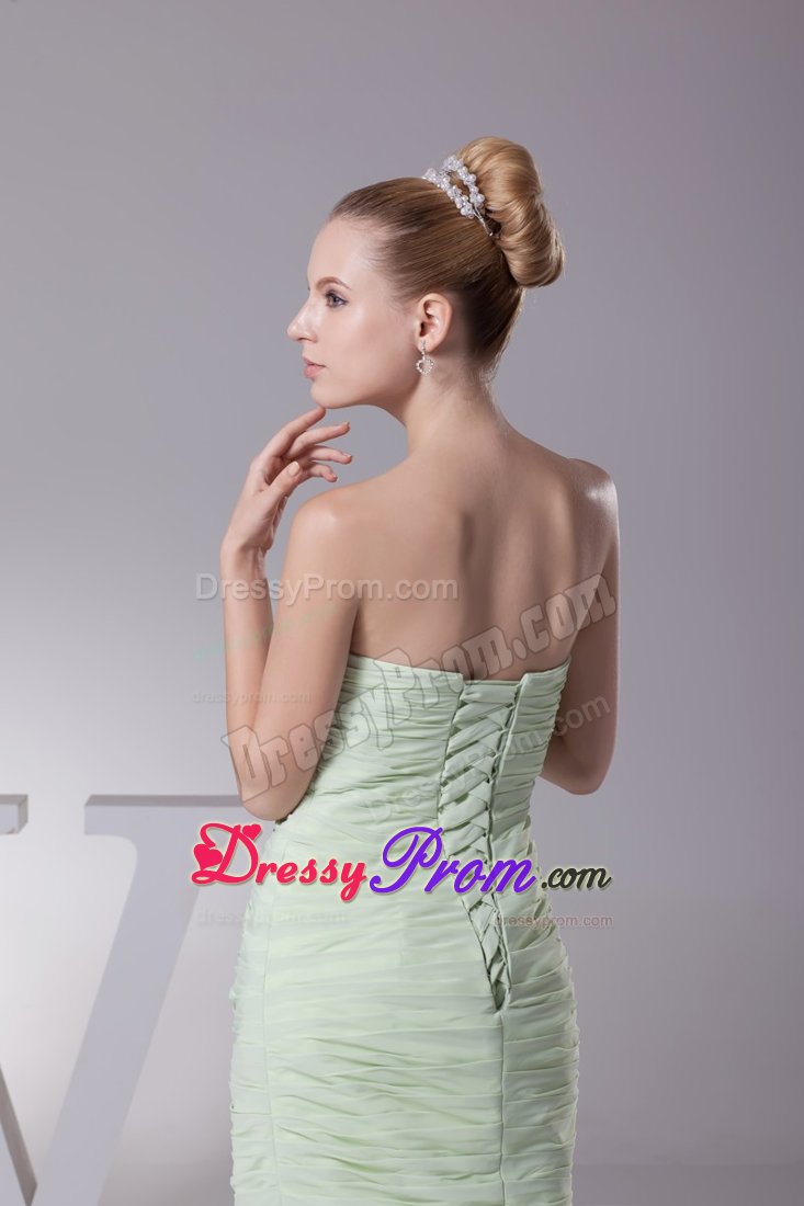 Chiffon Ruffled Ruched Prom Dresses in Light Green under 150