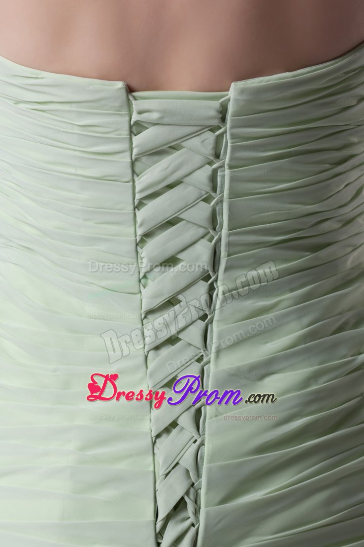 Chiffon Ruffled Ruched Prom Dresses in Light Green under 150