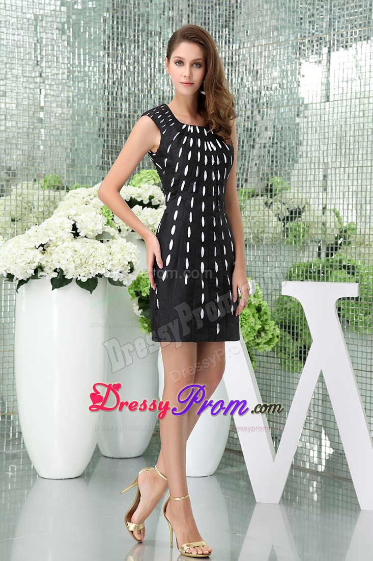 U Neck for Black Prom Gown Dress with White Polka Dot in FL