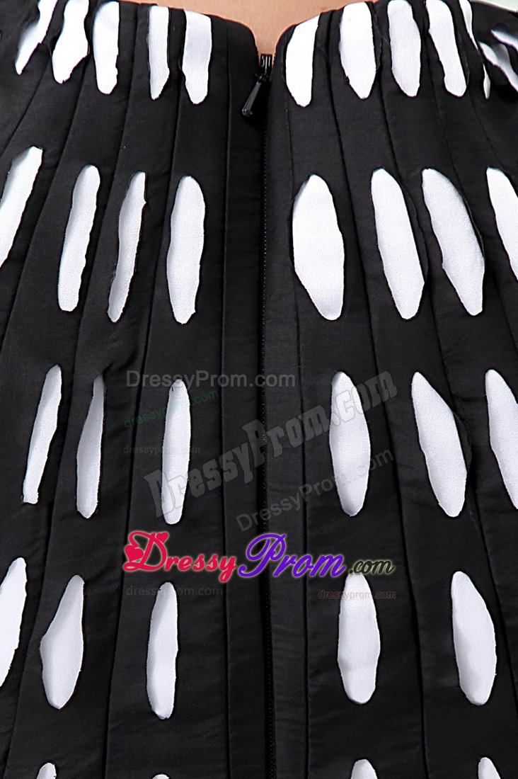 U Neck for Black Prom Gown Dress with White Polka Dot in FL