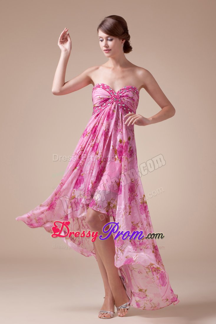 Printing Sweetheart High-low Prom Dress With Beading in Kansas