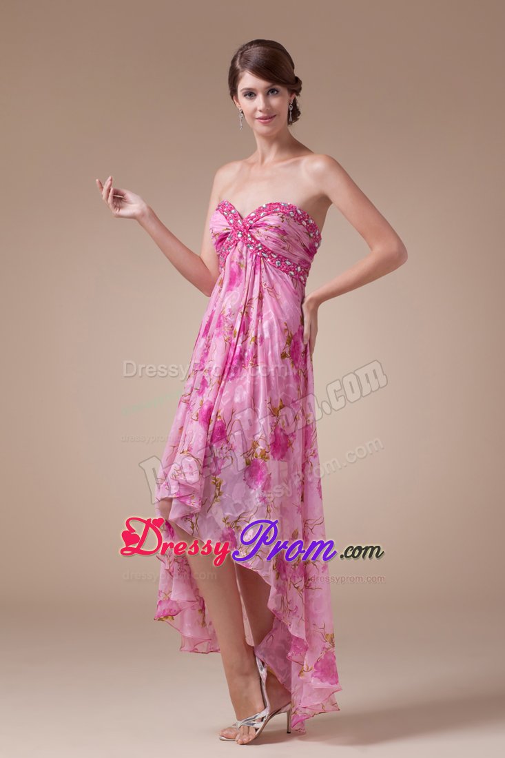 Printing Sweetheart High-low Prom Dress With Beading in Kansas