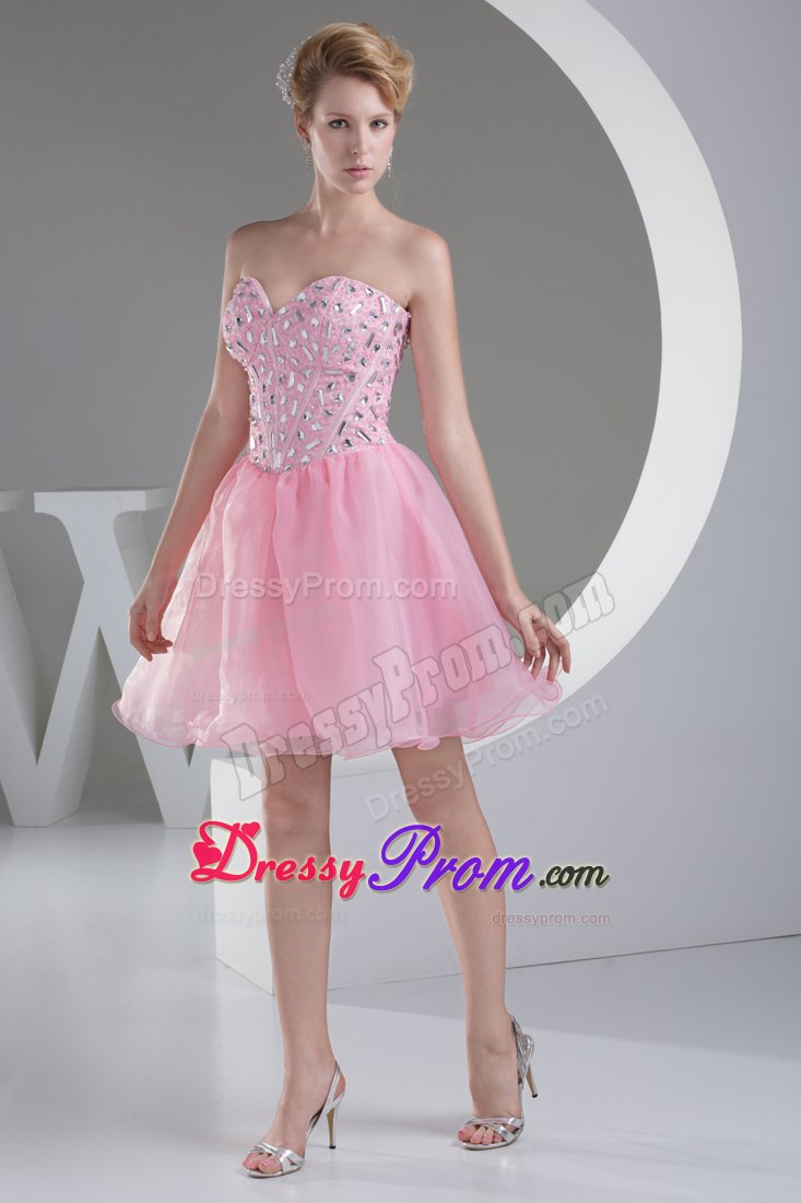 Delaware Pink Short Sweetheart Princess Prom Dress with Beading