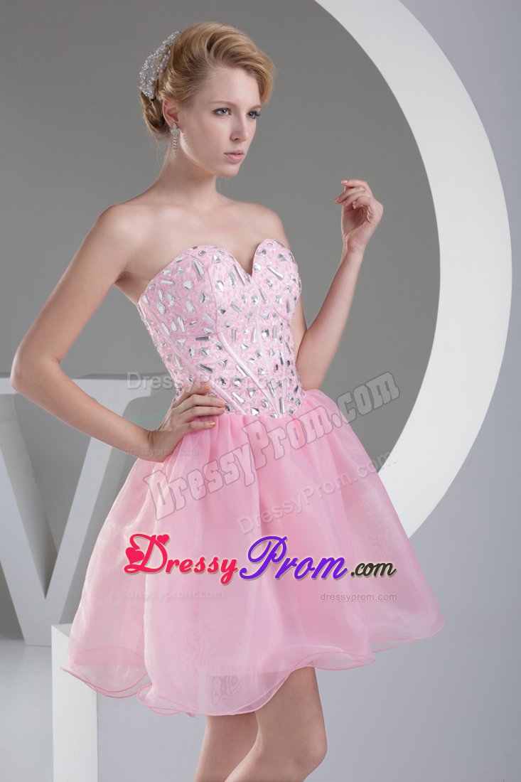 Delaware Pink Short Sweetheart Princess Prom Dress with Beading