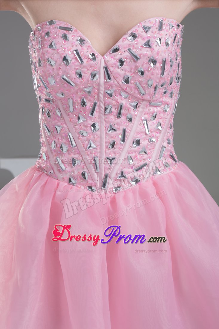 Delaware Pink Short Sweetheart Princess Prom Dress with Beading
