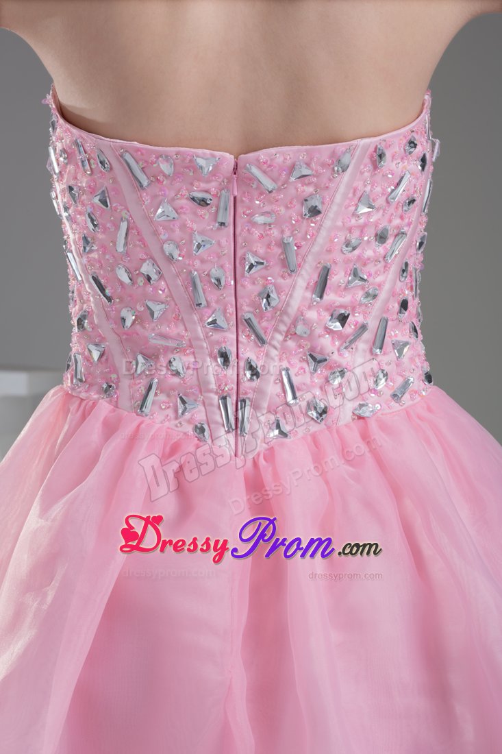 Delaware Pink Short Sweetheart Princess Prom Dress with Beading