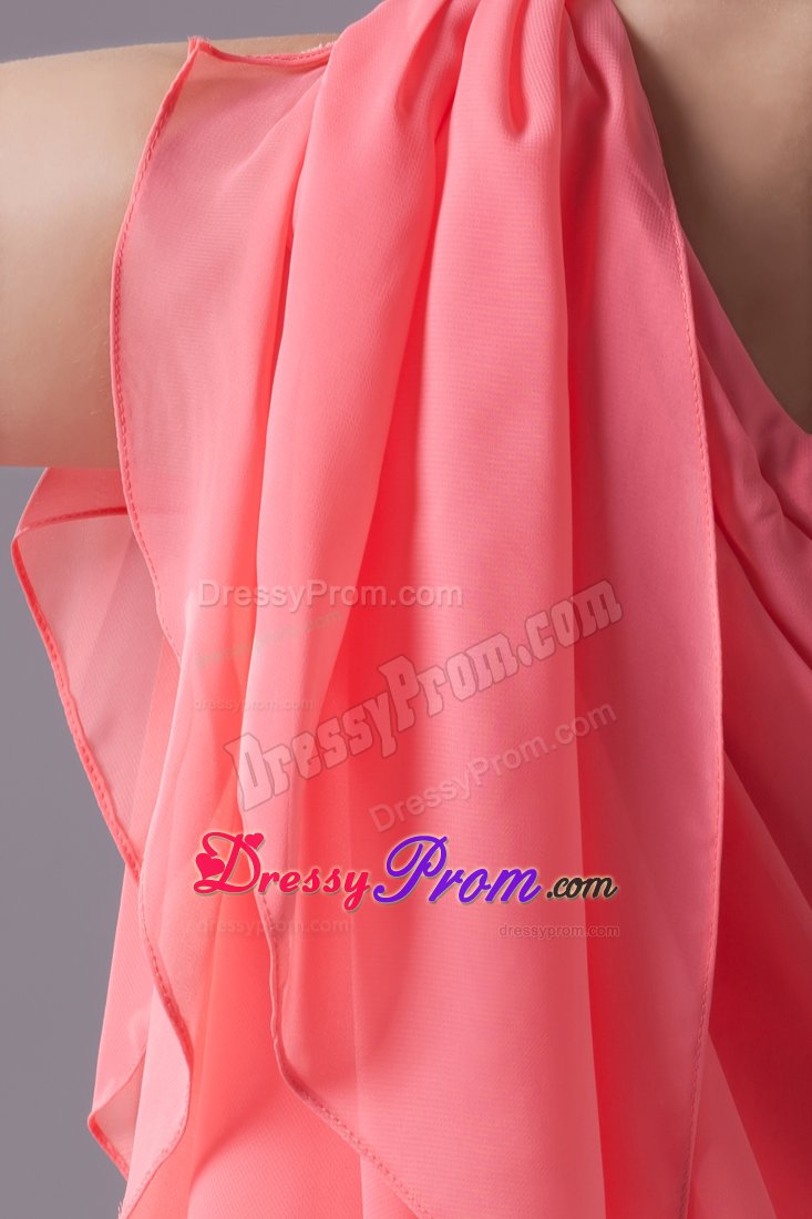 One Shoulder Watermelon Short Beaded Prom Dress in Illinois