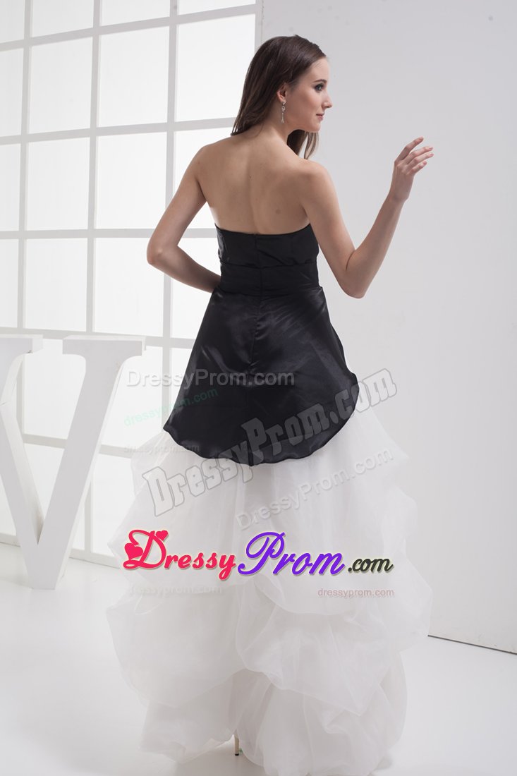 White and Black Sweetheart High-low Prom Dresses with Pick-ups