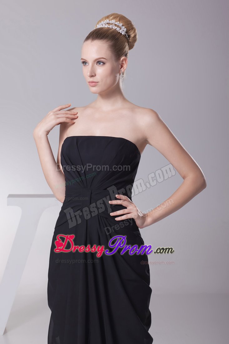Black Column Ruching Prom Formal Dress Accent for Draping Fabric