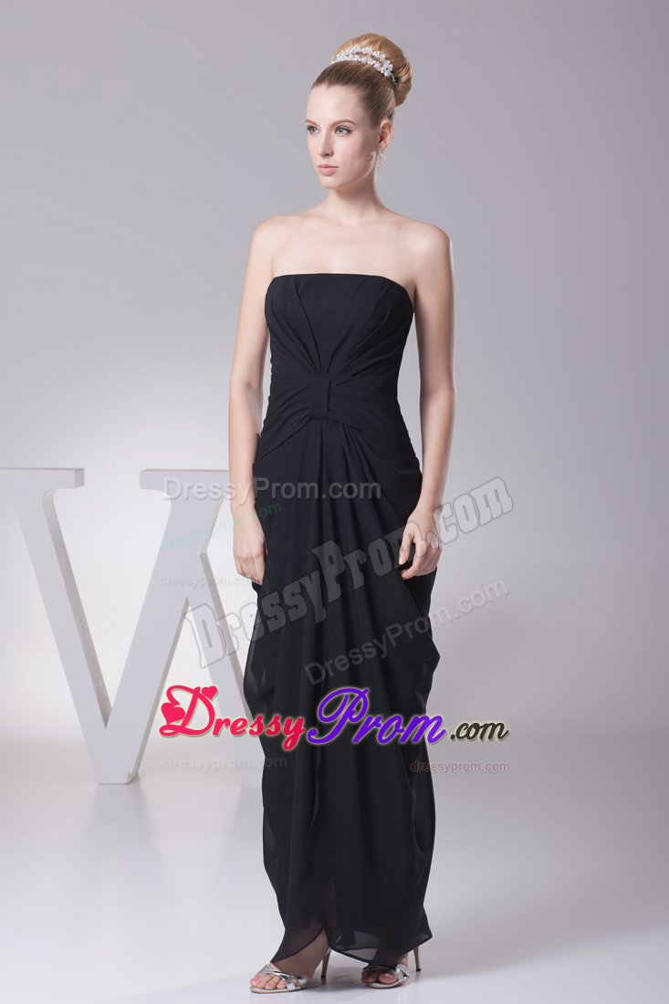 Black Column Ruching Prom Formal Dress Accent for Draping Fabric