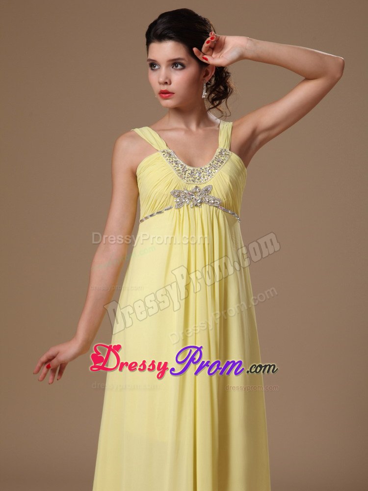 Ruched and Beaded Debs Dress Chiffon Floor-length for Ponta Grossa