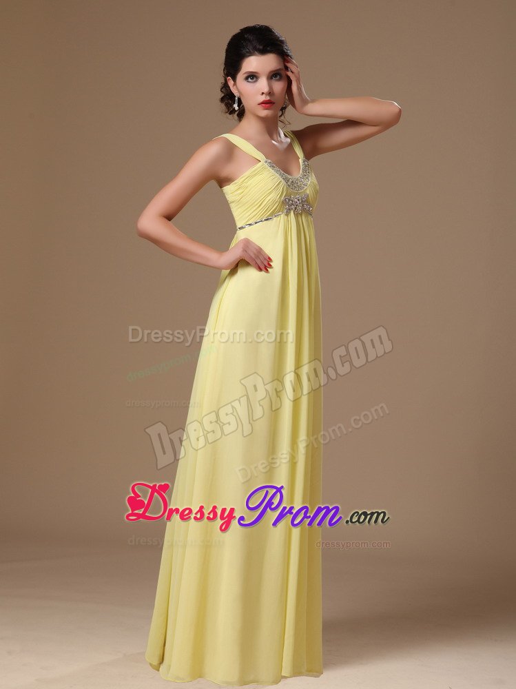 Ruched and Beaded Debs Dress Chiffon Floor-length for Ponta Grossa