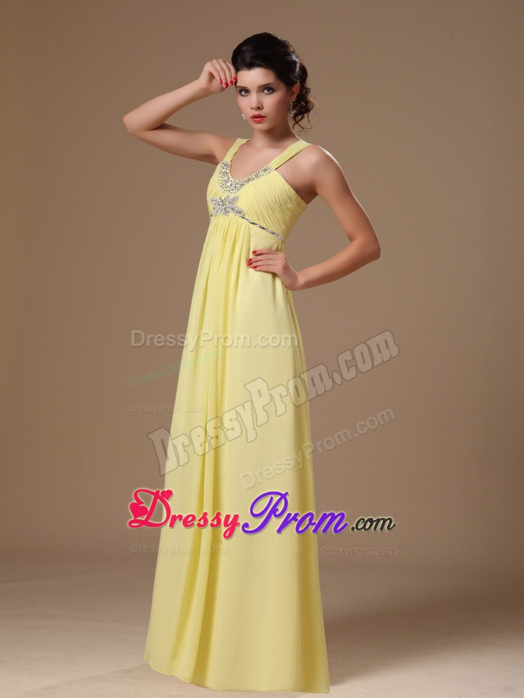 Ruched and Beaded Debs Dress Chiffon Floor-length for Ponta Grossa