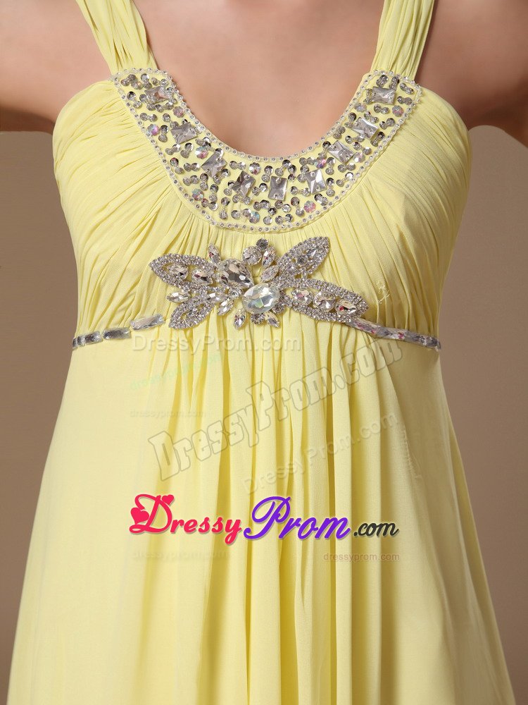 Ruched and Beaded Debs Dress Chiffon Floor-length for Ponta Grossa