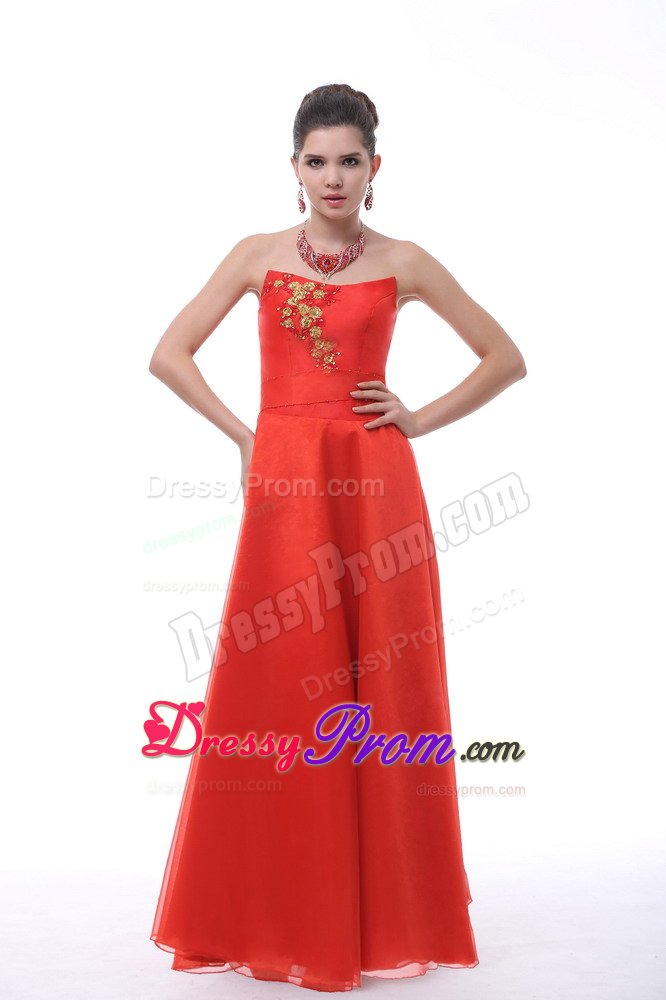 Sophisticated Embroidery Prom Celebrity Gown Strapless Floor-length