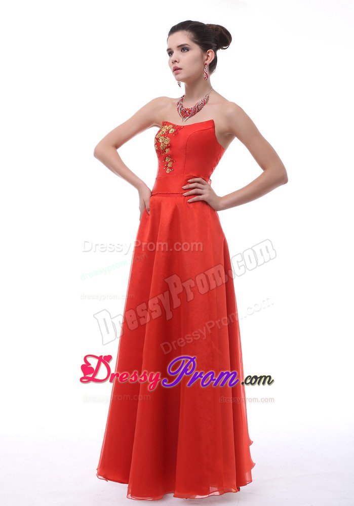 Sophisticated Embroidery Prom Celebrity Gown Strapless Floor-length