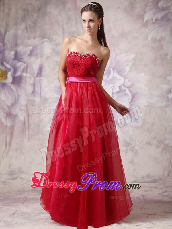 Organza Sash Decorated Dresses for Prom Night Beading Sweetheart