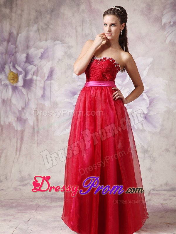 Organza Sash Decorated Dresses for Prom Night Beading Sweetheart