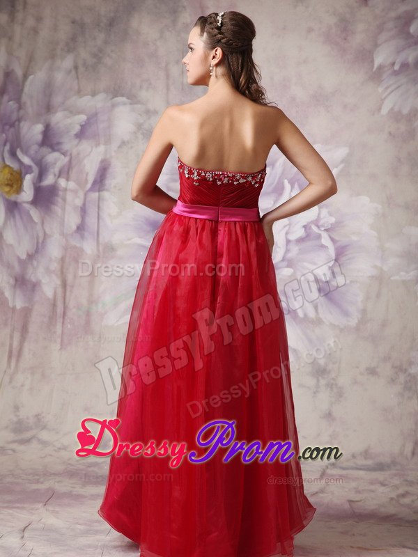 Organza Sash Decorated Dresses for Prom Night Beading Sweetheart