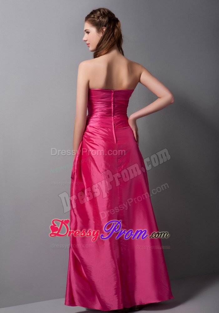 Classy Strapless Hand Made Flowers Prom Bridesmaid Dress in Taffeta