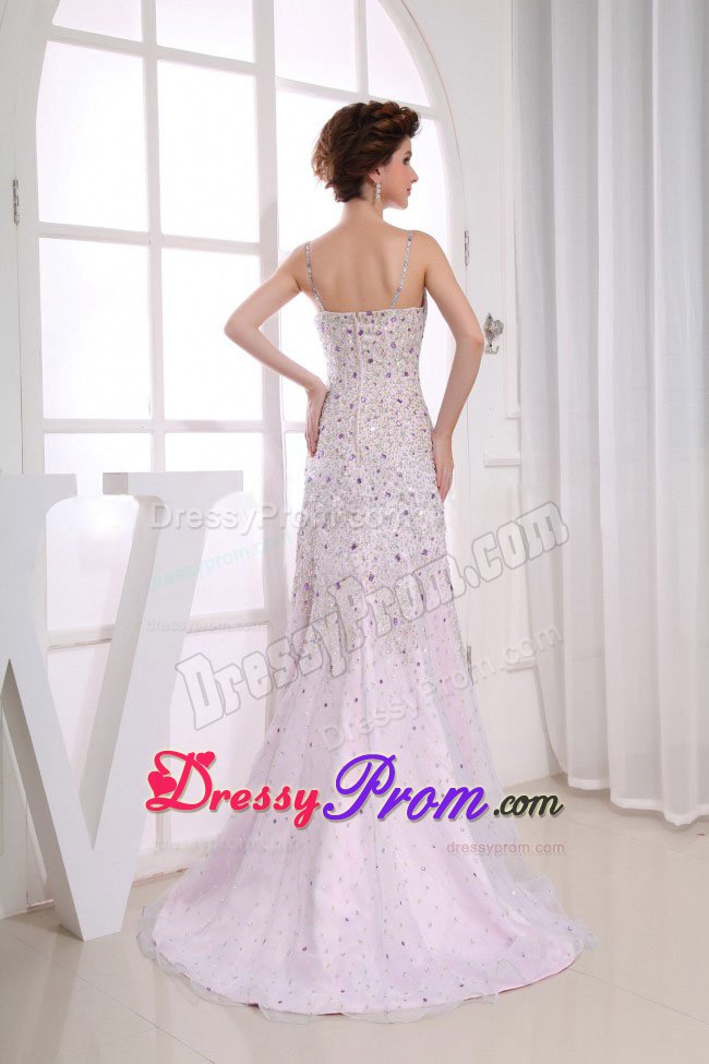 Mermaid Straps Gowns for Princess with Beading Brush Train in White