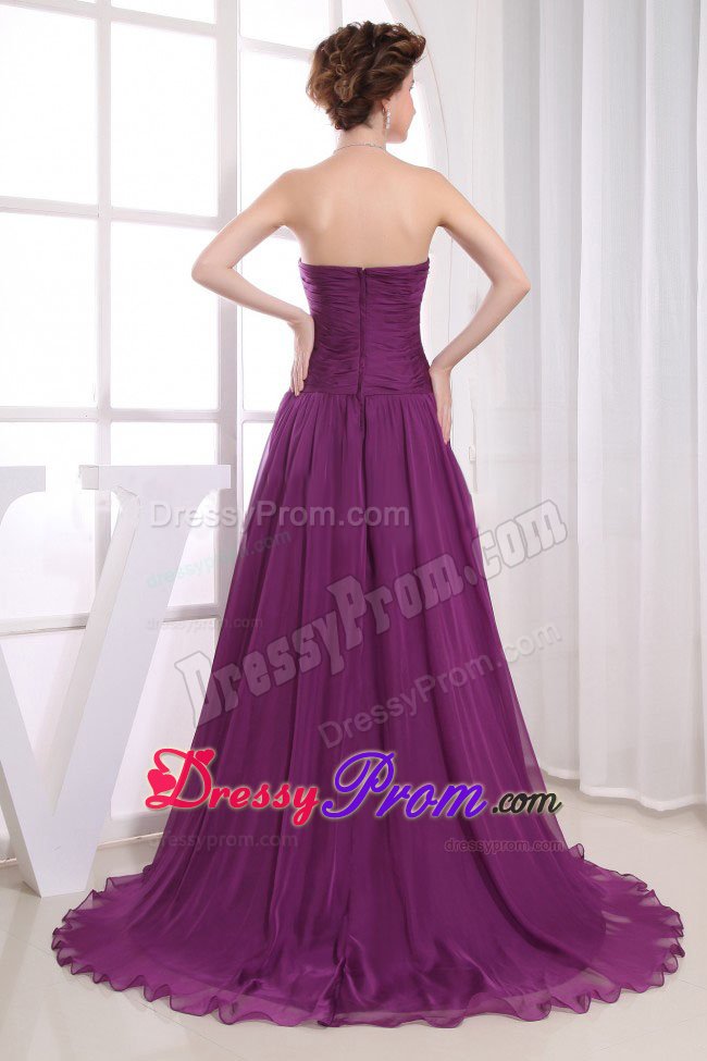 Brand New Chiffon Prom Bridesmaid Dress Sweep Train with Beading
