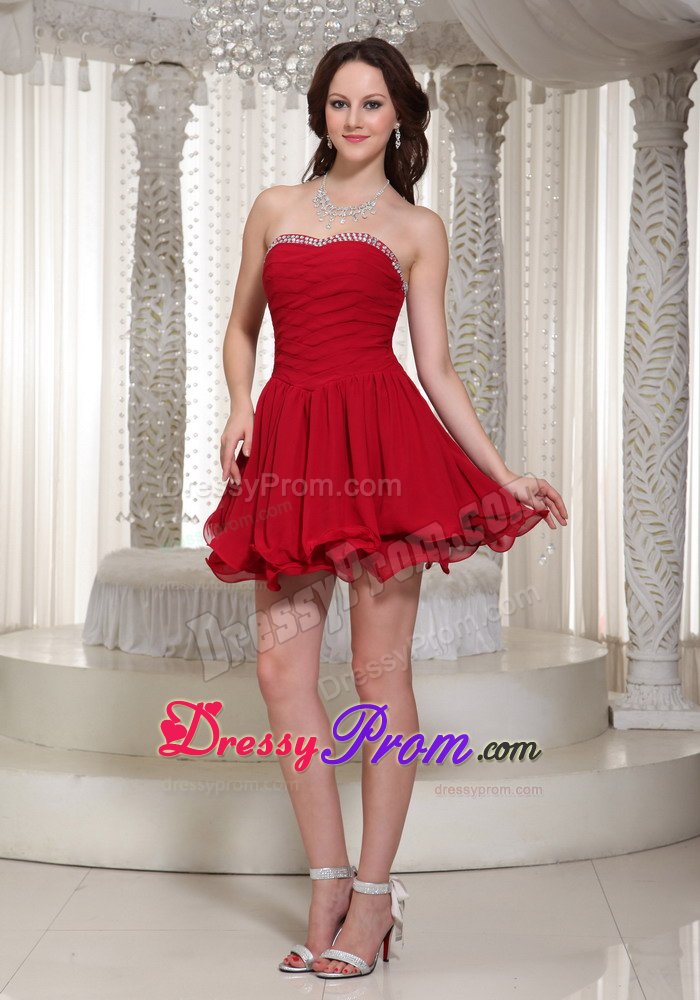 Ruched and Beaded Sweetheart Prom Party Dress Mini-length in Vogue