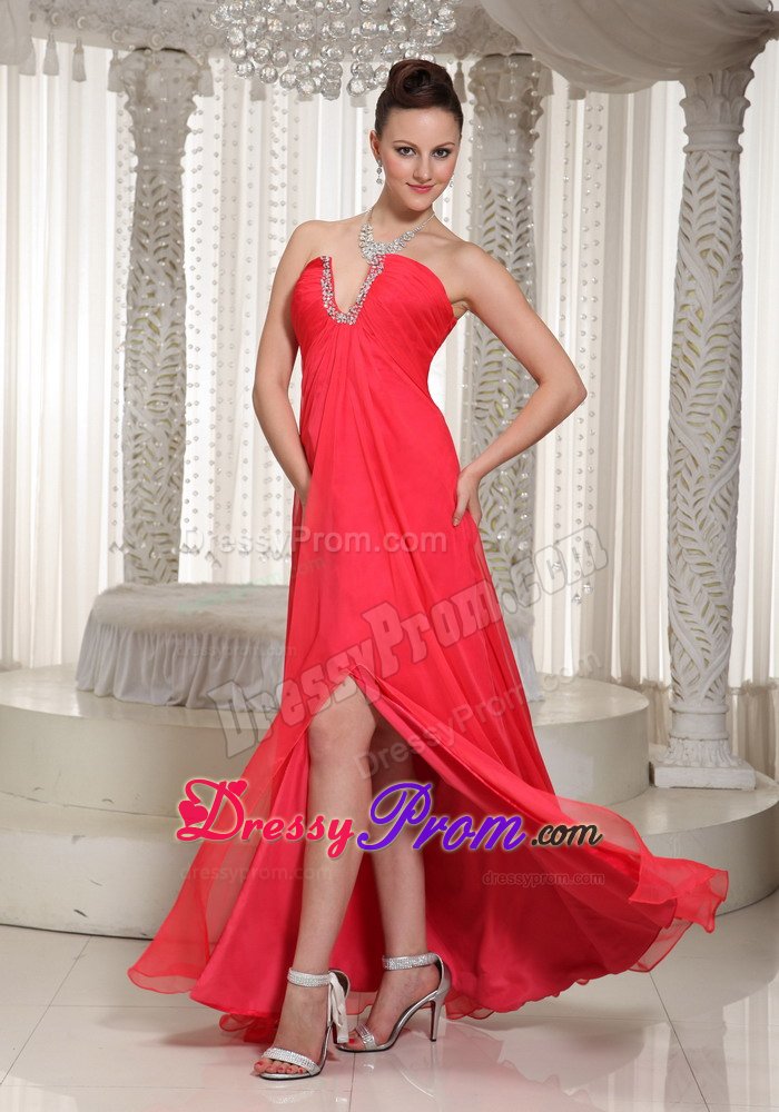 Foz Do Iguacu Chiffon Prom Gown Dress Strapless with Side Zipper