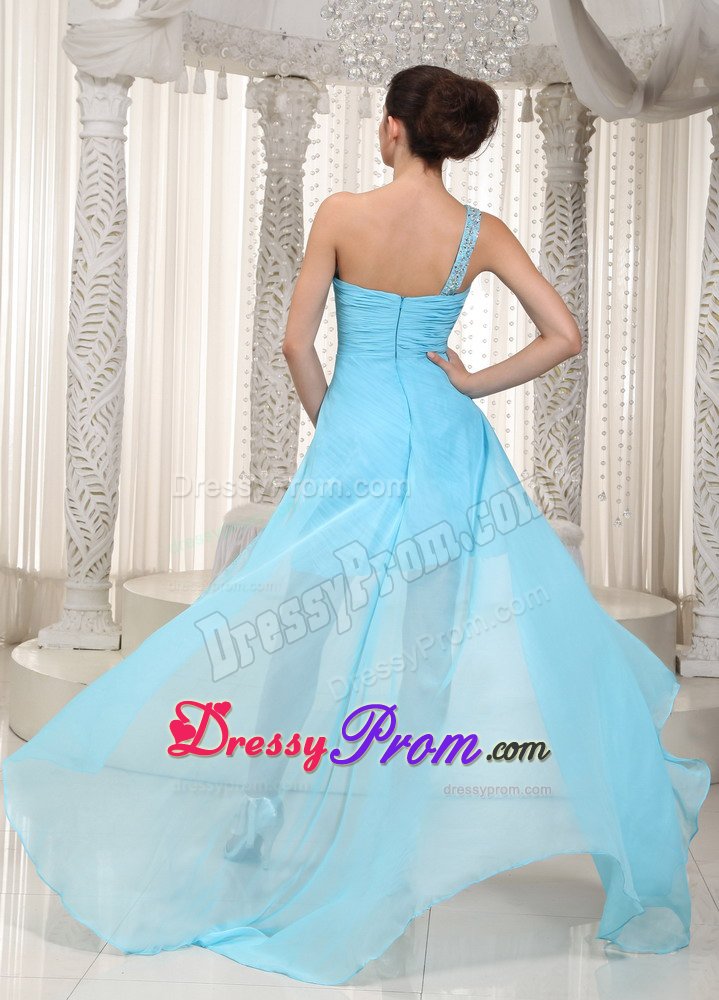 High-low Ruched Prom Party Dress One Shoulder Beading for Franca