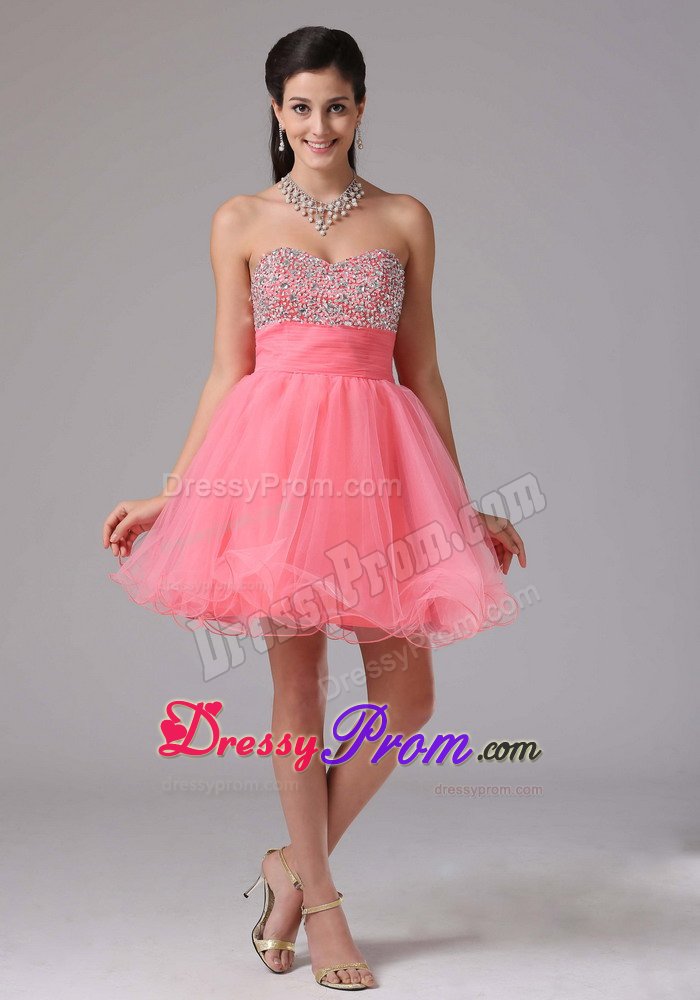 New Organza Mini-length Dress for Prom Queen Beading Lace up Back