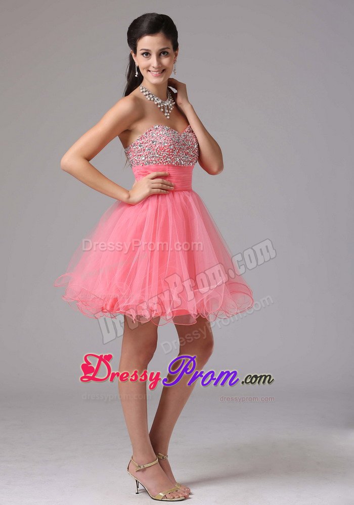 New Organza Mini-length Dress for Prom Queen Beading Lace up Back