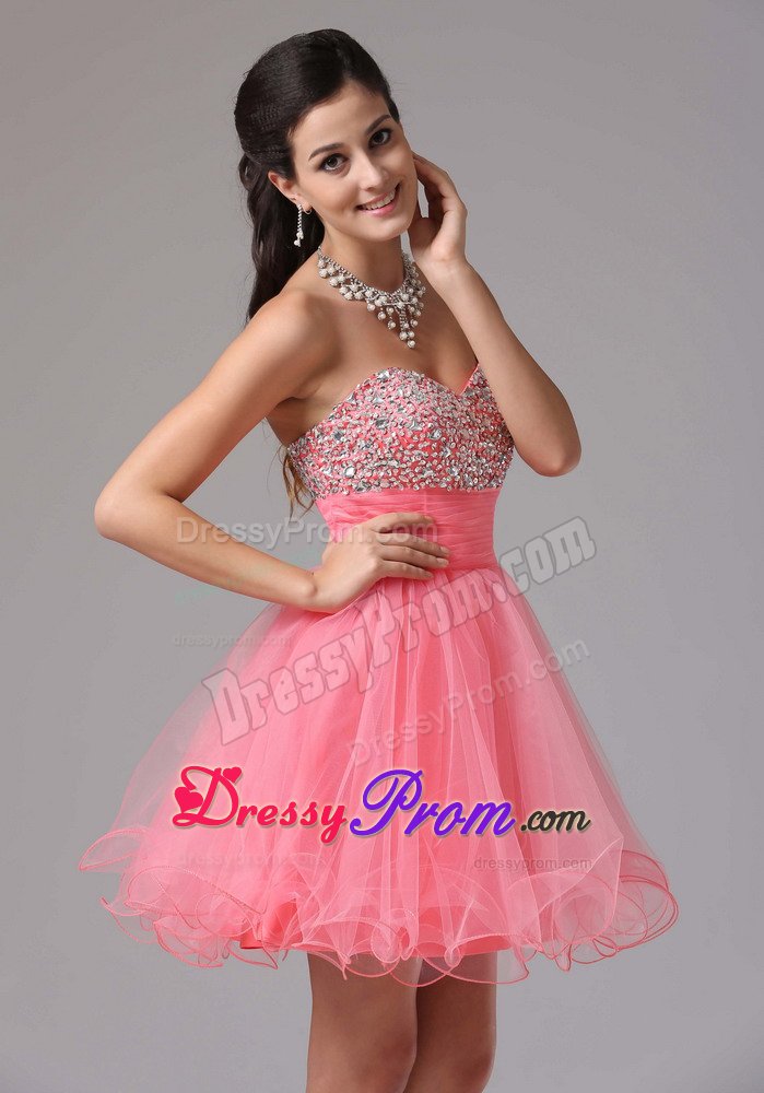 New Organza Mini-length Dress for Prom Queen Beading Lace up Back