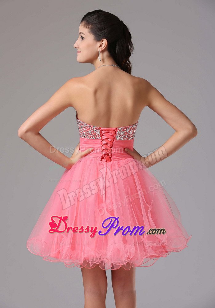 New Organza Mini-length Dress for Prom Queen Beading Lace up Back
