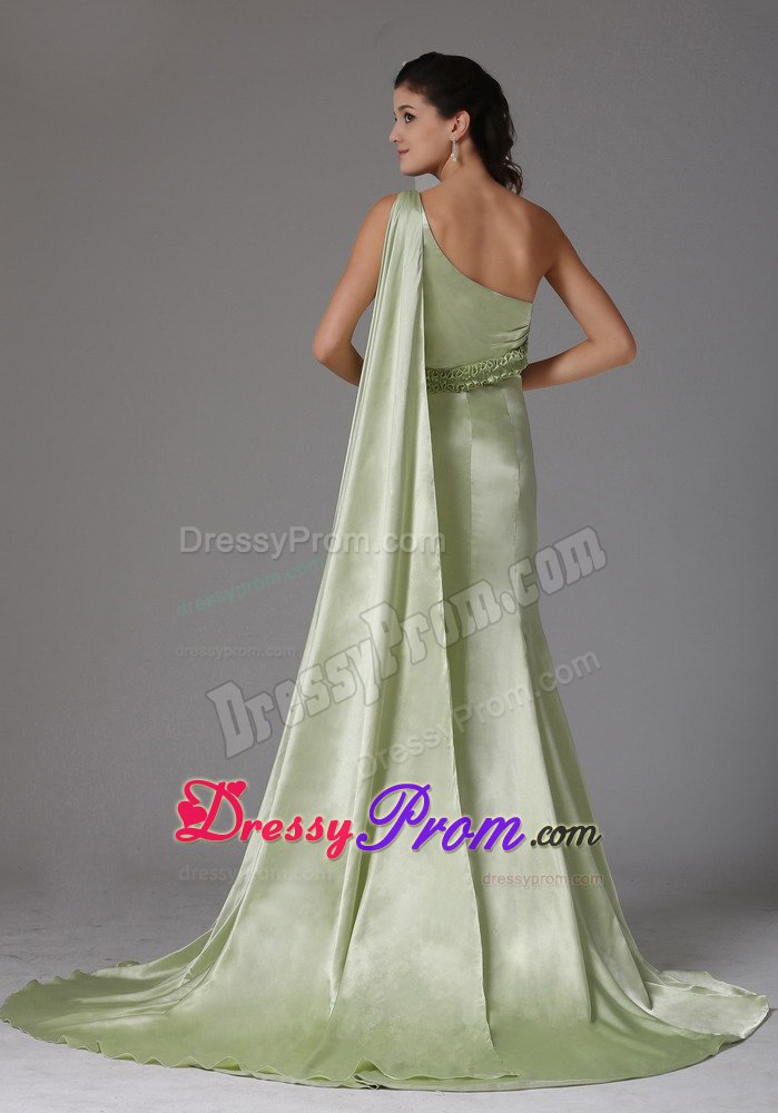 Dazzling Watteau Train Prom Holiday Dress Single Shoulder in Canoas